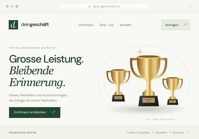 Illustration derselben Website mit modernem, klarem Design