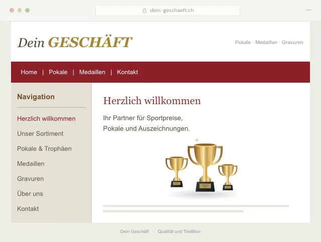 Illustration einer veralteten Website mit Seitenmenü